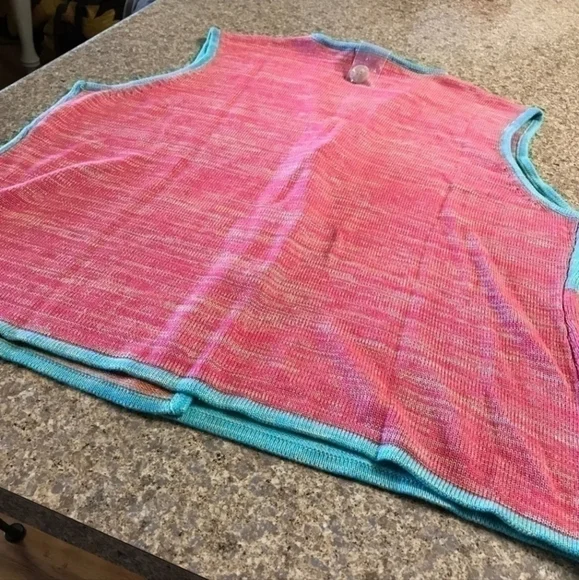 Plus Size Colorblock Sweater Vest Button Down Size 1X Cardigen Vest - Picture 2 of 6